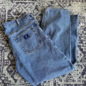 Men’s 36x30 Heavyweight Medium Wash Denim Jeans Relaxed Fit Straight Leg Winter